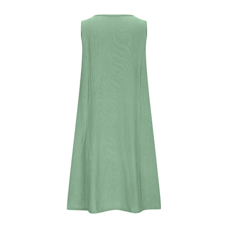 chinese dress ladies Zhyaj Solid Color Midi Dresses for Women Summer Casual A Line Cotton Shirt  Dress Plus Size Loose Crew Neck Short Sleeve Summer Dresses Trendy High  Waisted Smocked Work Dresses with Pockets S