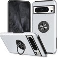 thumbnail image 1 of KOMI for Google Pixel 8 Pro Case with 360 Degrees Metal Ring Hard PC Silicone Shockproof Hard PC Case for Google Pixel 8 Pro Silver, 1 of 5