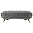 thumbnail image 6 of Accent Chair Bench, Velvet, Grey Gray, Modern Contemporary Urban Design, Living Lounge Room Hotel Lobby Hospitality, 6 of 7