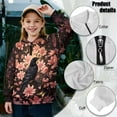 thumbnail image 6 of Uourmeti Pink Flower Crow Girls Party Sweatshirt Half Zip Pullover Trendy Top for Birthday Vacation Celebration Fun Event with Friends Size 13-14, 6 of 7