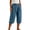 Blue, variant on Women's Solid Casual Capri Pants with Pockets & Drawstring Waist Loose Fit Cuffed Cropped Trousers for Summer Daily