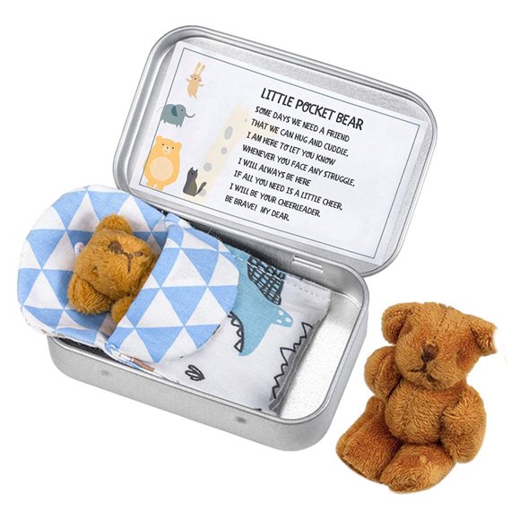 Mini Stuffed Bear In A Tin box Little Pocket teddy Bear Gift Baby Shower Friend Birthday Supplies
