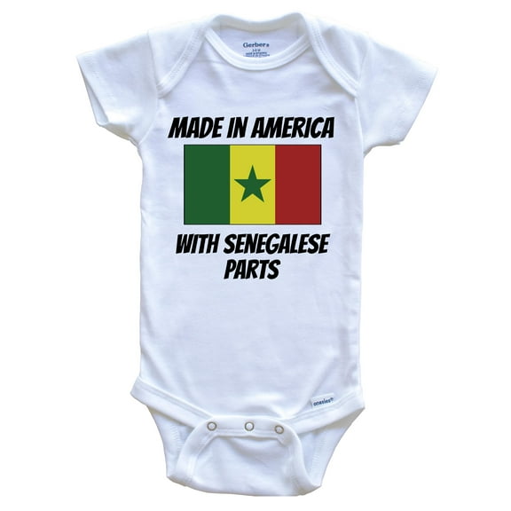 Made In America With Senegalese Parts Senegal Flag Funny Baby Bodysuit - Cute One Piece Baby Bodysuit, 0-3 Months White