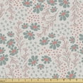 thumbnail image 1 of Floral Fabric by the Yard, Spring Time Flowers and Plantation Blooming Garden Art Drawn by Hand, Decorative Upholstery Fabric for Chairs & Home Accents, Pale Grey Pale Teal by Ambesonne, 1 of 5