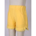 thumbnail image 4 of Hansber Kids Girls Jean Shorts Elastic Waist Ripped Frayed Raw Hem Denim Shorts Distressed Slimming Yellow 160, 4 of 7