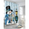 thumbnail image 3 of Fsddascl Light Blue Snowman Christmas Shower Curtain Set - Extra Long 72" x 96" Washable Bathtub Curtain with 12 Hooks, Xmas Gifts Wreath Snowflake Waterproof Fabric Shower Curtains for Bathroom, 3 of 6