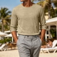 thumbnail image 5 of Guluxicc Men's Cotton Long Sleeve Shirts Breathable Crew Neck Pullover Classic Fit T Shirts Summer Casual Outfits, 5 of 7