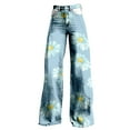 thumbnail image 4 of Women's Casual Pants Women'S Wide Leg Pant Vintage Floral Print High Waisted Straight Stretch Pants With Pockets,Blue Women's Casual Pants XXXXL, 4 of 4