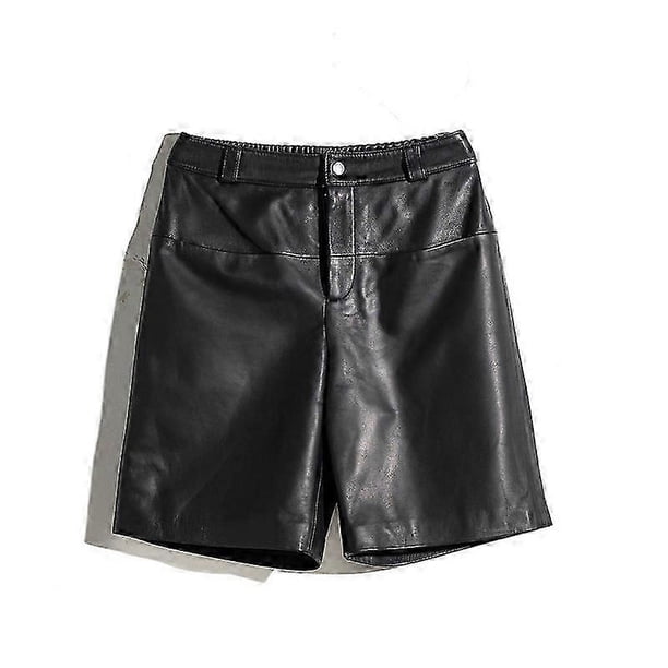 Womens Shorts Trendy High Waisted Genuine Leather Look Stretchy Jean Shorts Short Denim Pants with Pockets Comfy