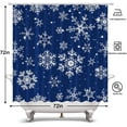 thumbnail image 3 of Winter Snowflakes Christmas Shower Curtain 72" x 72" Snowflake Home Bathroom Decorations Snow Santa Xmas Bathtub Curtain Set with 12 Hooks (Blue), 3 of 6
