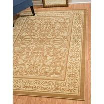 Designer Home Soft Oriental Indoor Area Rug Bordered All-Over Floral  - Actual Size: 7' 10" x 10' 6" Rectangle (Beige)