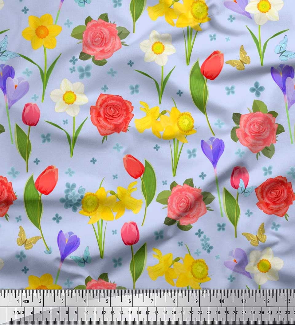 Soimoi Rose Satin Lourd En Tissu Feuilles Et Rose Floral