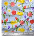 thumbnail image 1 of Soimoi Polyester Crepe Fabric Daffodil,Tulip & Rose Floral Print Sewing Fabric Yard 42 Inch Wide, 1 of 1