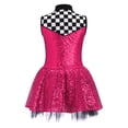 thumbnail image 7 of vastwit Kids Girls Sleeveless Checkerboard Sequins Tutu Dress Figure Ice Skating Performance Dance Party Wear Hot Pink 4, 7 of 7
