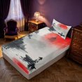 thumbnail image 5 of Homewish Japanese Style Twin Sheets, Ink Painting Nature Bedding, 3-Piece, 1 Flat Sheet, 1 Fitted Sheet and 1 Pillowcase, 5 of 6