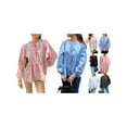 thumbnail image 4 of nvzhuang Women’s Tie Front Tops Long Sleeve Round Neck Loose Fit Babydoll Shirts Blouses, 4 of 9
