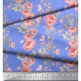 thumbnail image 2 of Soimoi Blue Poly Georgette Fabric Leaves,Insect & Floral Artistic Print Sewing Fabric BTY 42 Inch Wide, 2 of 3