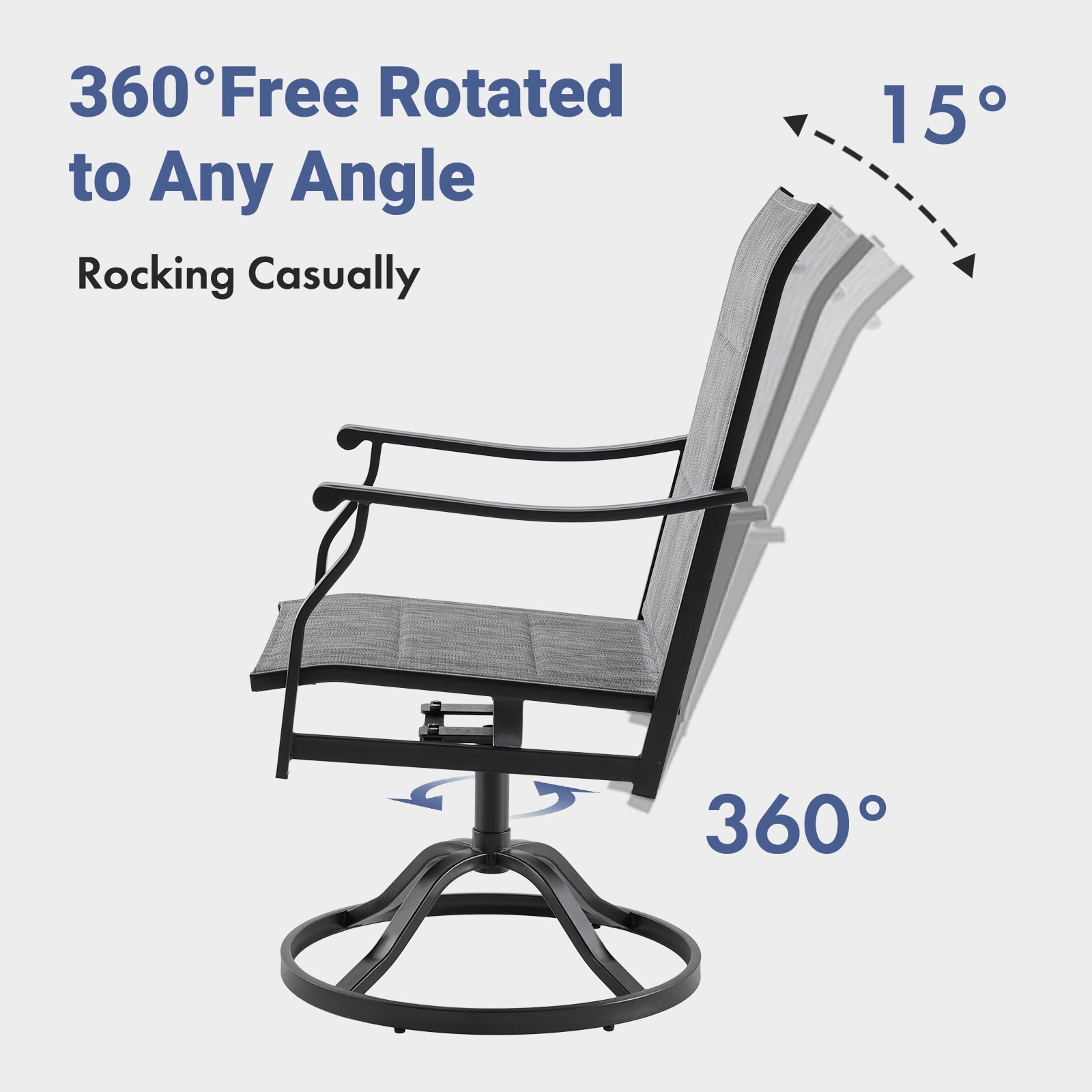 STARY Outdoor Dining Chairs Set of 6, 360°Swivel Patio Dining Chair with Textilene Fabric, Outdoor Metal Armchair All Weather Resistant, Ergonomic Comfort, Perfect for Patio, Backyard, Balcony