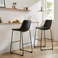 thumbnail image 3 of Simple Deluxe 30 Inch Counter Height Chairs Set of 2, Island Stools with Back, Faux Leather Counter Stools with Metal Legs and Footrest, Armless Dining Chairs for Kitchen Island, Black, 3 of 7