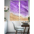 thumbnail image 3 of Purple Coastal Beach Sheer Curtains 72 Inch Length 2 Panels Set, Summer Nautical Ocean Beige Seaside Voile Window Treatment Rod Pocket Curtains Sheers Drapes for Bedroom/Living Room/Kitchen 52"x72"x2, 3 of 7