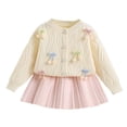 thumbnail image 6 of Caqnni 5-6 Years Toddler Baby Girls Fall Winter Clothes Long Sleeved Pullover Shirt + Pants 2 Pcs Casual Dailywear & Loungewear Outfits Set For Kids A120-White, 6 of 6
