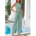 thumbnail image 4 of PRETTYGARDEN Women's Summer 2 Piece Loungewear Set Cropped Tank Top Wide Leg Sweatpants Tracksuit Casual Outfits, 4 of 8
