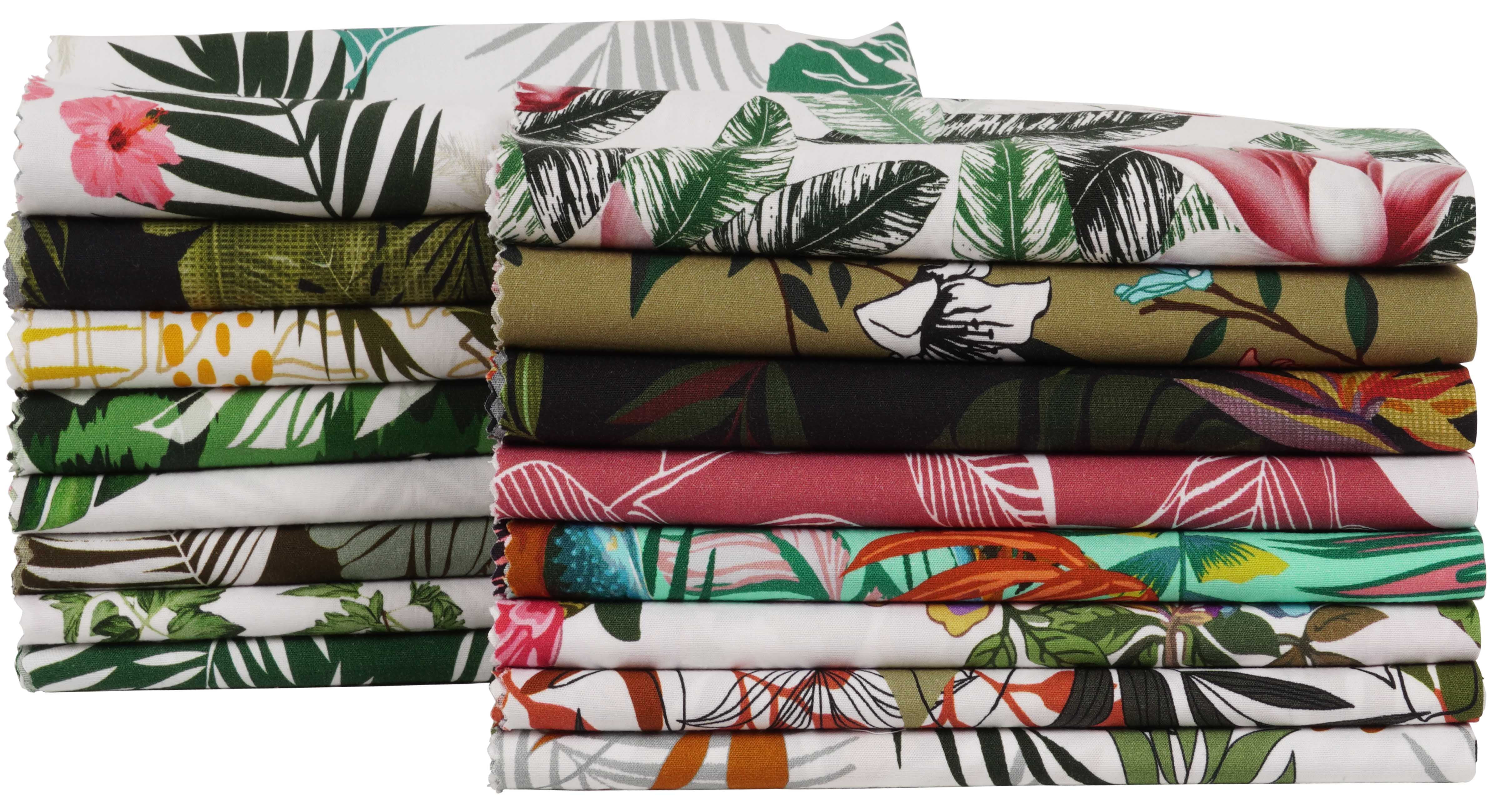 Soimoi 16 Pc Fat Quarter Bundle,TropicalPrint 18"x 22"DIY Patchwork-100% CottonPre-Cut Quilting Fabric Multicolor