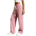 thumbnail image 2 of ShomPort Wide Leg Pants for Women Elastic Waist Drawstring Knit Pants with Pockets Casual Lightweight Athletic Pants, 2 of 6