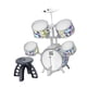 thumbnail image 5 of Juego de batería para niños, juguete educativo para el día de los niños, PVC, incluye baquetas, taburete, juguete musical para conciertos, actividades Borde gris, 5 of 8
