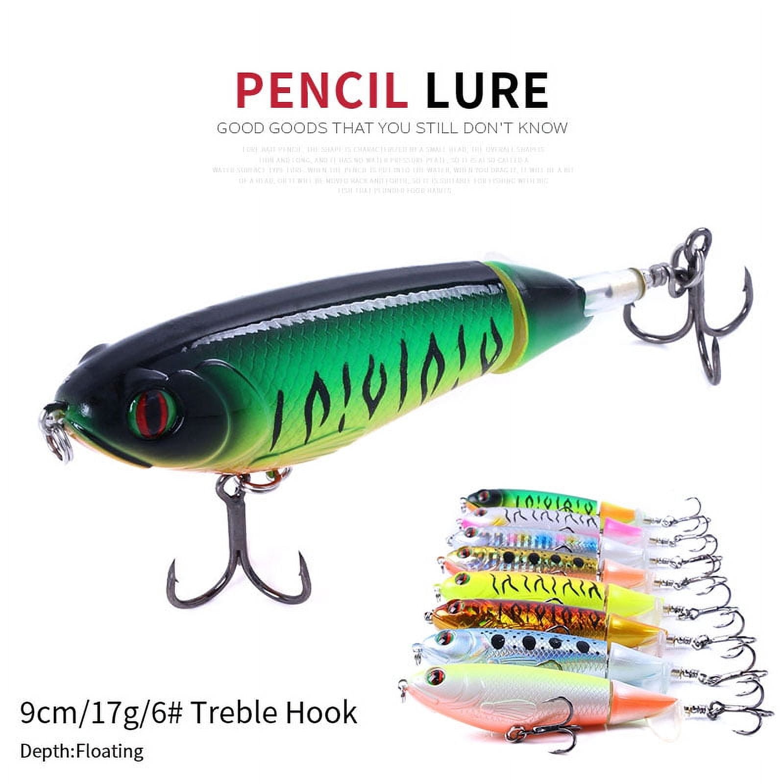 HENGJIA Fishing Lures, 8PCS Popper lure  with Floating Rotating Tail Barb Treble Hooks, Topwater Fishing Lures for Saltwater and Freshwater Bass Trout Walleye