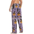 thumbnail image 3 of FORMRS Mens Pajama Pants with Pockets Sleepwear Lounge Bottoms Sizes S-2XL, Purple Halloween Black Cat, 3 of 7