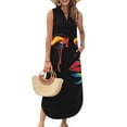 thumbnail image 4 of Mqqzkk Women's Printed Dress Summer Hem Split Maxi Dress 2025 Sleeveless Casual Loose Long Beach Sundress Travel Vacation Outfits, 4 of 9