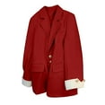 thumbnail image 3 of Kilaqueen Business Casual Oversized Blazers for Women Elegant Solid Color Work Coat Button Open Front Cardigan Notched Lapel Collar Comfort Suit Jackets, 3 of 8