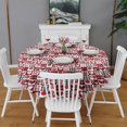 thumbnail image 2 of Red and Black Christmas Love Pattern Round Tablecloth 60"x60",Wrinkle Wipeable Table Cloth for Kitchen Dining Room Picnic Patio Party, 2 of 6