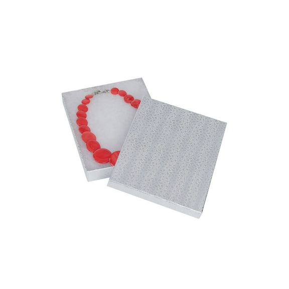Cotton Filled Silver Embossed Jewelry Boxes - 7" x 5½” x 1" - Case of 100