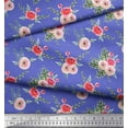 thumbnail image 3 of Soimoi Purple Poly Georgette Fabric Leaves & Ranunculus Floral Print Fabric by the Yard 52 Inch Wide, 3 of 3