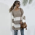 thumbnail image 1 of Frostluinai Women's Striped Oversized Sweaters Color Block Crew Neck Casual Sweaters Long Sleeve Drop Shoulder Fall Pullover Long Sweaters, 1 of 1