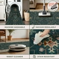 thumbnail image 3 of Vintage Dark Green 2x10 Kitchen Rug - Modern Boho Eclectic Floral Pastel, Washable Low Pile Non-Slip Extra Long Runner Rugs for Hallway, Bedroom, 3 of 8
