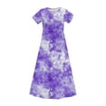thumbnail image 4 of GERsome Girl's Short Sleeve Maxi Dress Tie-Dye Loose Casual Holiday Beach Long Dress with Pocket for 4-14 Years Kids, 4 of 9