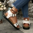 thumbnail image 3 of Dakaela Women's Cork Footbed Sandals Leather Comfortable Arch Support Slip on Summer Slides with Adjustable Ankle Buckles Size 6, 3 of 9