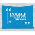 thumbnail image 1 of Inhale Exhale Tapestry, Inhale the Future Exhale the Past Typography Wisdom Quote Good Life, Wall Hanging for Bedroom Living Room Dorm Decor, 80W X 60L Inches, Azure Blue White, by Ambesonne, 1 of 2