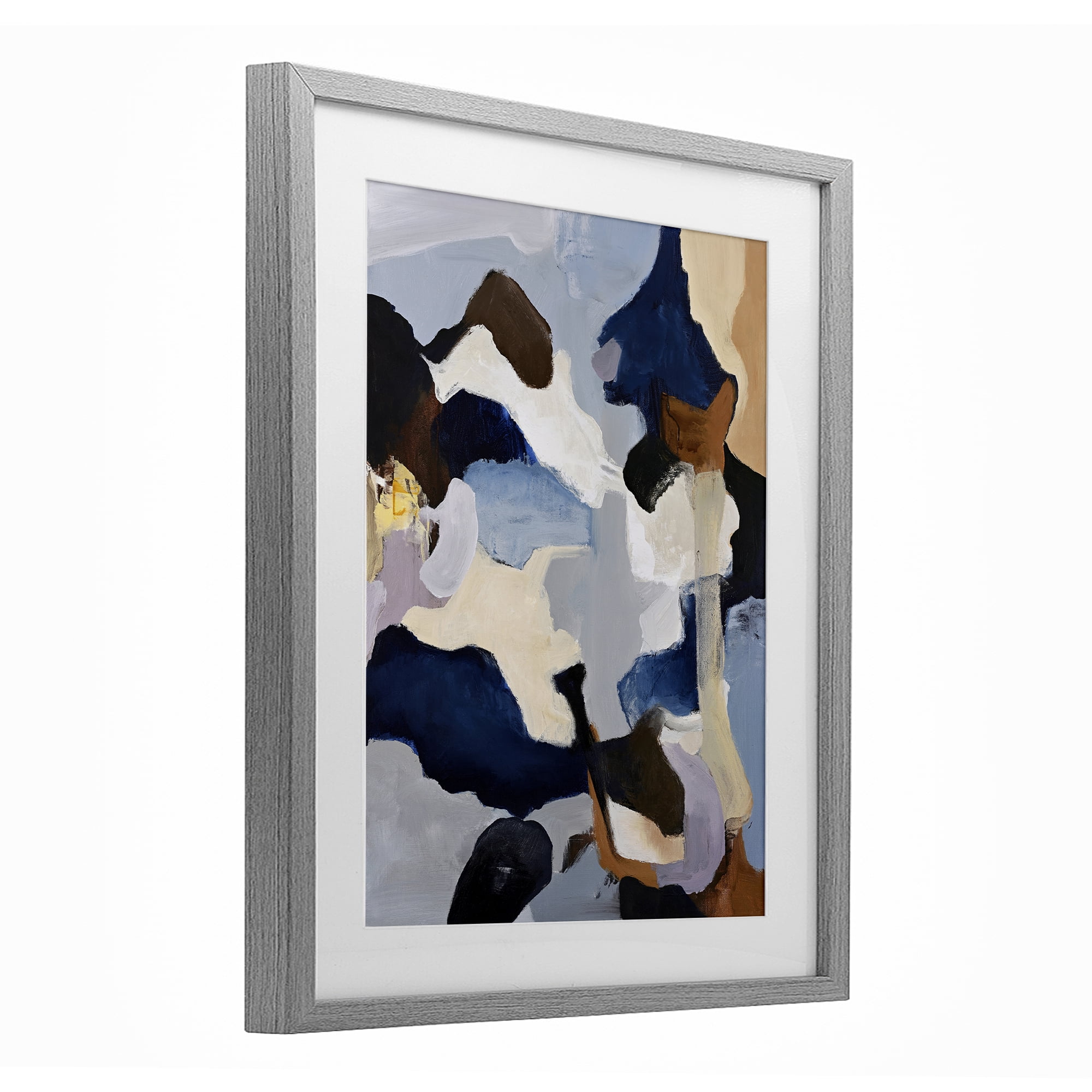 Cool Tones Composition Gray Framed Print Under Glass, design by Design Fabrikken