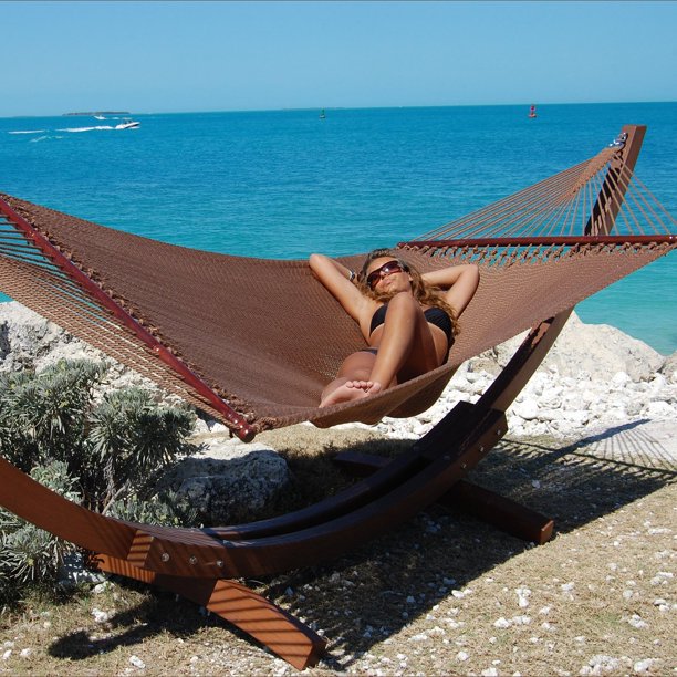 Caribbean Hammocks Jumbo Double Hammock with Wood Arc Stand Walmart