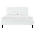 thumbnail image 6 of Platform Bed Frame, Queen Size, White, Velvet, Modern Contemporary, Bedroom Master Guest Suite Room, 6 of 10