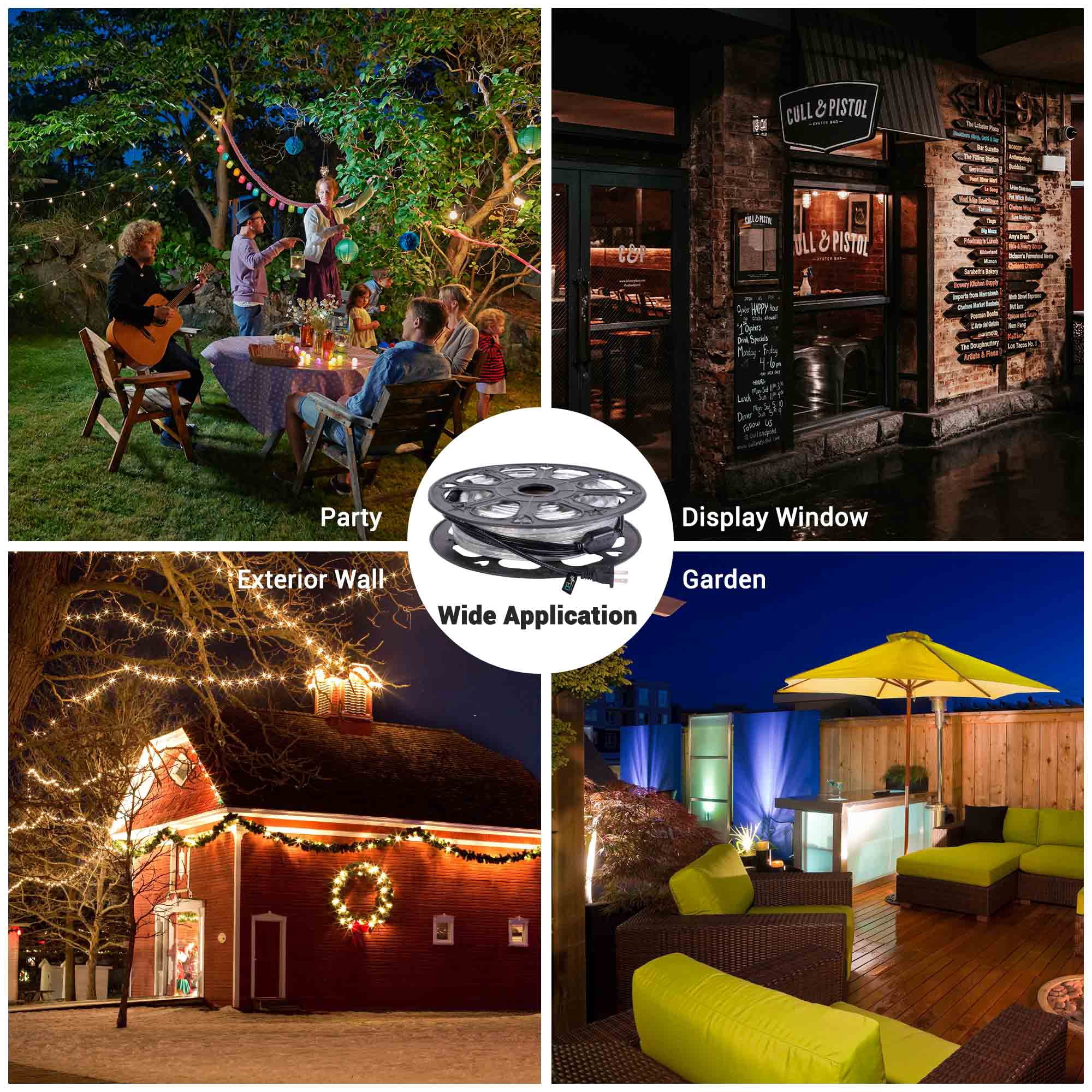 DELight 50Ft Rope Light 540 LED Waterproof String Lighting Outdoor Flexible 2 Wire for Tree Landscape Garden Patio Gazebo Decoration Green