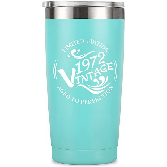 50th Birthday Gifts for Women and Men, Funny 50th Birthday Decorations for Women, Men, Him, Her, Turning 50 Years Old Gift, 20 oz Insulated Stainless Steel Vintage 1972 Tumbler Cup
