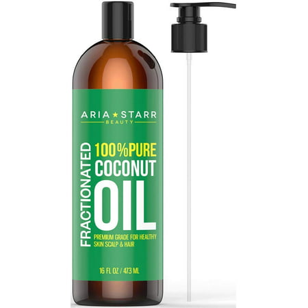 Aria Starr Fractionated Coconut Oil (16 OZ Pump) Best Carrier Oil For Essential Oils, 100% Pure Liquid Natural Odorless Moisturizer For Hair Skin Body, Aromatherapy, Massage, Makeup (Best Moisturizer For Makeup Artists)