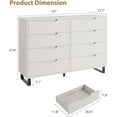thumbnail image 2 of Commode à 8 Tiroirs pour Chambre, Commode de 55 Pouces de Large, Tiroir Horizontal Autoportant avec Rangement, Coffre de Garde-Robe en Bois pour Salon, Couloir, Entrée, Blanc, 2 of 7