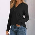 thumbnail image 4 of Women Long Sleeve Henley Tops V Neck Business Casual Work Shirts Cute Basic T Shirts Fall Trendy Clothes, 4 of 4