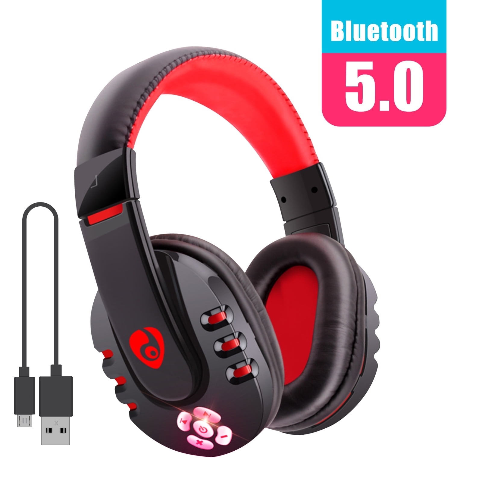 V8 Gaming Headsets, Wireless Bluetooth 5.0 Game Headphones with Mic Earphones Adjustable Headband for PC Tablet Smartphone
